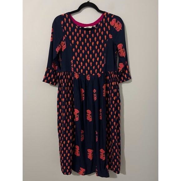 Max Dress Women’s Medíum Blue Multi Pockets Bohemian Made In India - Picture 3 of 14